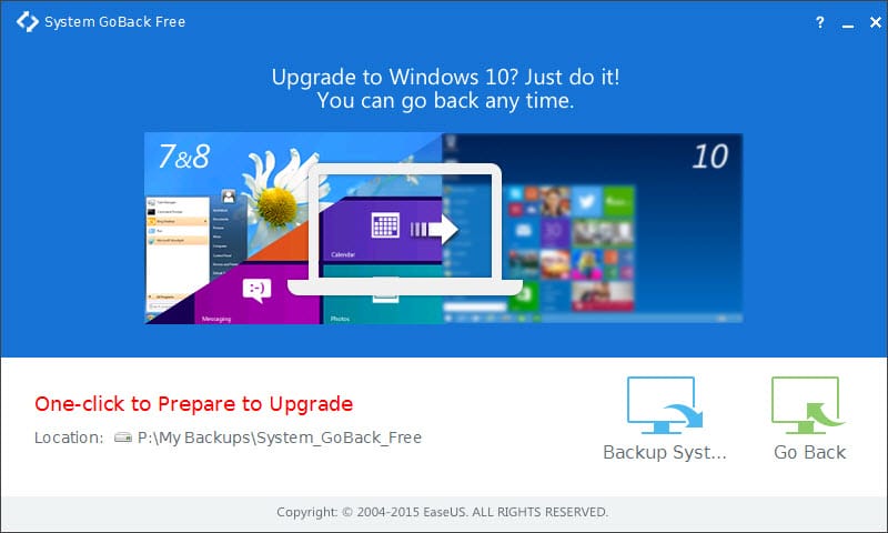 Downgrade Windows 10 with EaseUS System GoBack