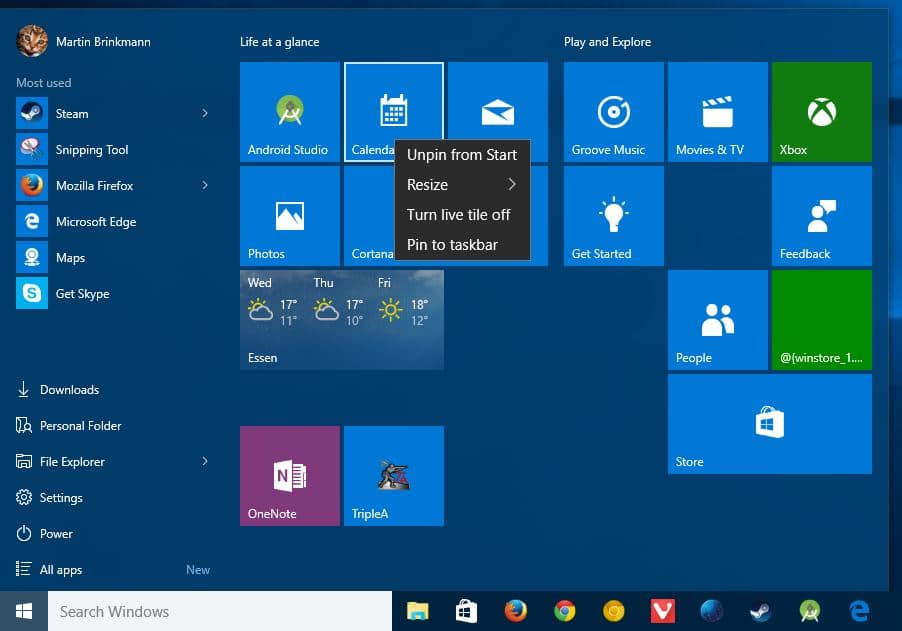 How to customize the Windows 10 Start Menu gHacks Tech News