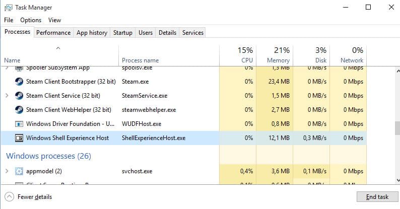Fix Windows Shell Experience Host process using too much memory/CPU