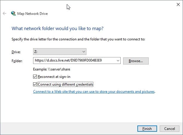 one drive map network