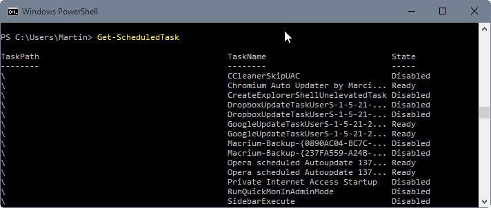 Use PowerShell to manage Scheduled Tasks in Windows