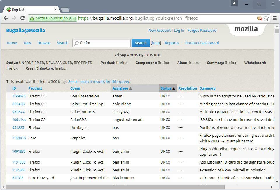 firefox bugzilla