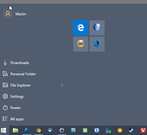 windows 10 start menu