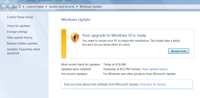 Upgrade to Windows 10 Is Ready