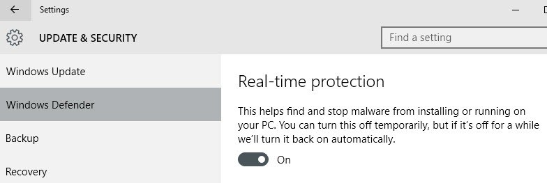 cannot turn off windows defender windows 10