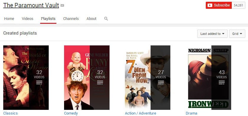 Paramount's Vault on YouTube brings you dozens of classic movies