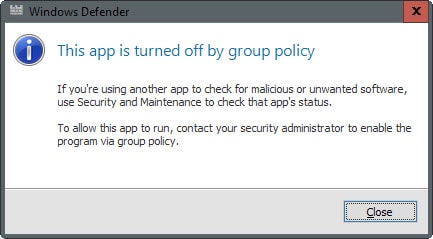 group policy defender problem