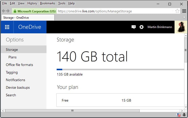 onedrive storage