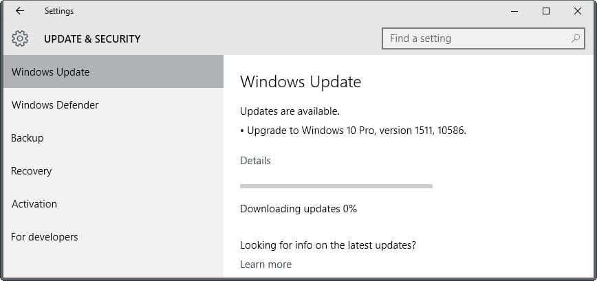 Microsoft makes first major Windows 10 patch a Windows Update exclusive