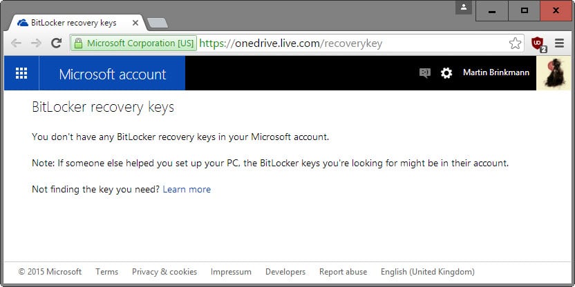 bitlocker recovery keys