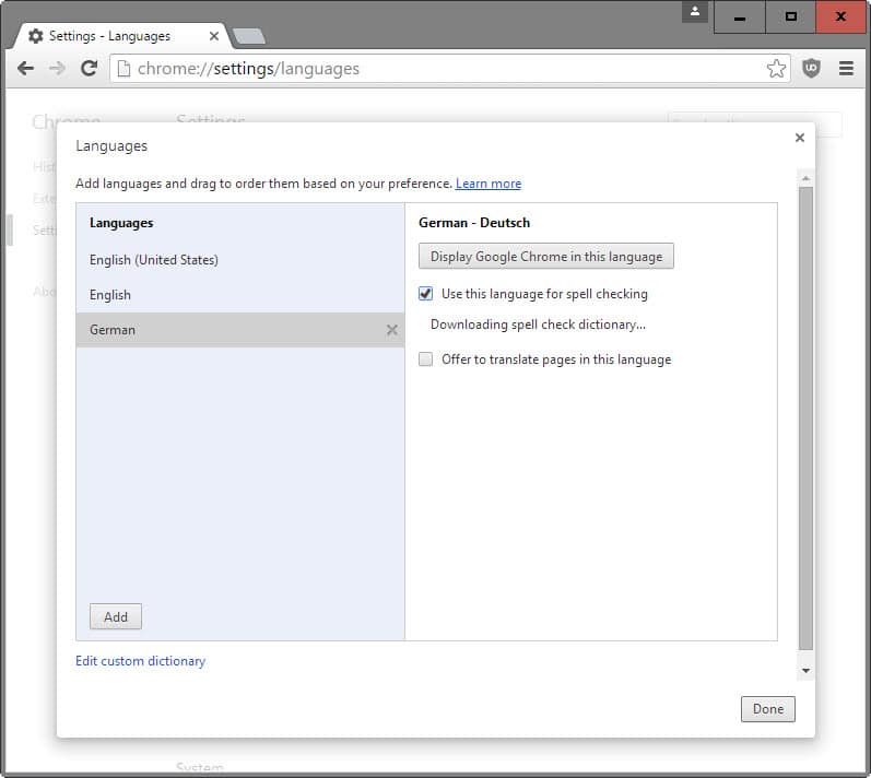 chrome multi-language spell-checking