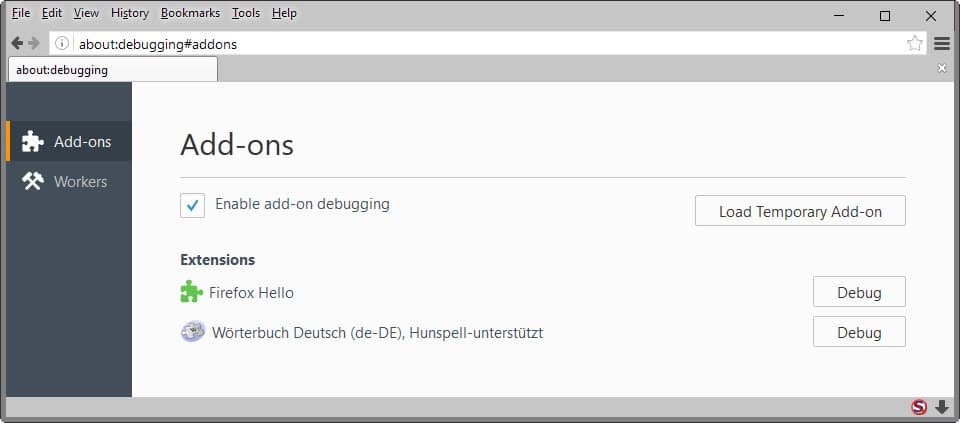 Debug Addons Mozilla.