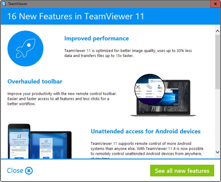 TeamViewer 11 ships with a host of new features and improvements