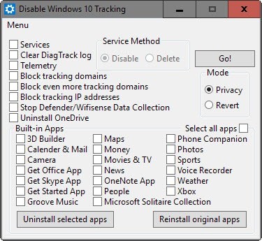 disable windows tracking