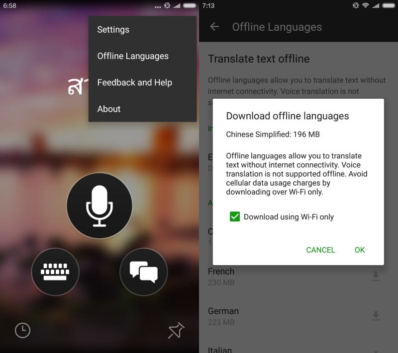 microsoft translator offline languages