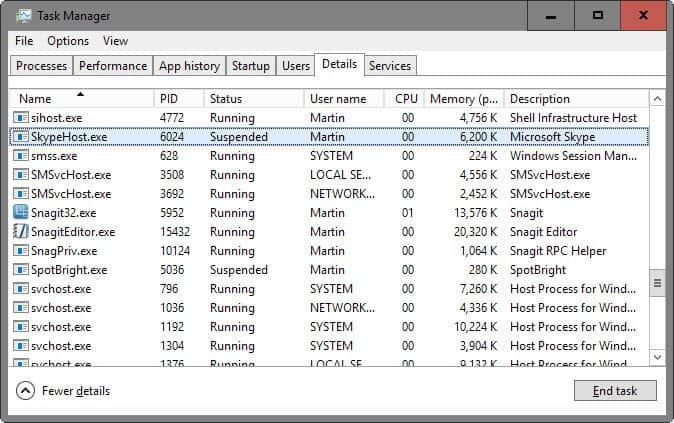 skypehost.exe task manager details