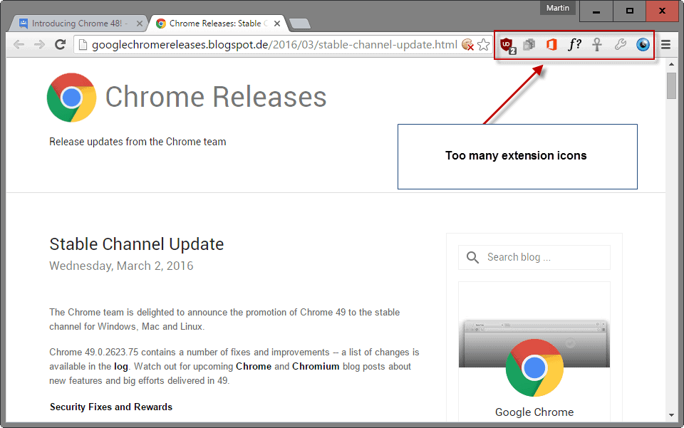 Perioperativ periode turnering mareridt How to hide extension icons in Google Chrome's toolbar - gHacks Tech News