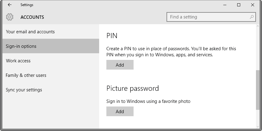 create a pin windows 10