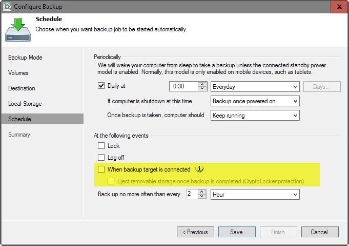 eject backup storage on completion