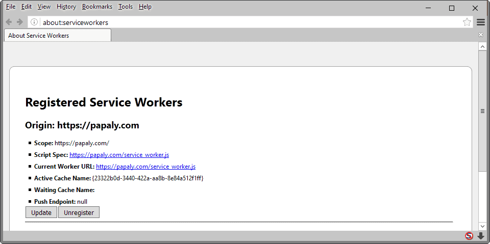 firefox manage service workers