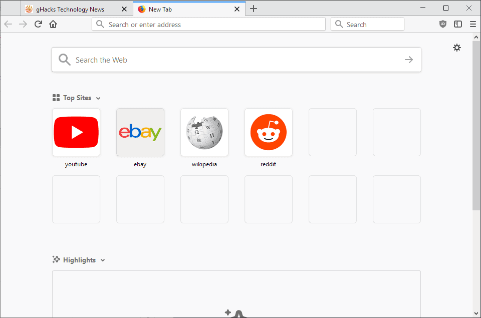 firefox new tab page