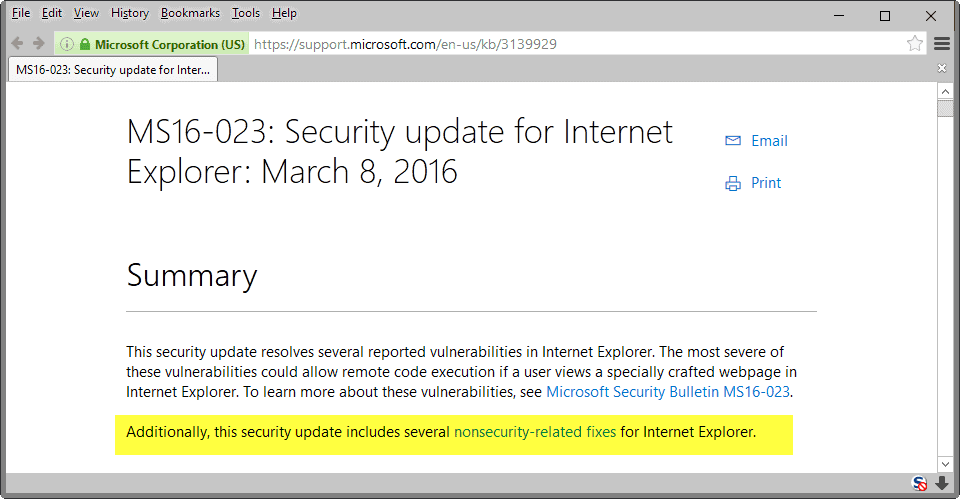Security Update MS16-023 installs new 