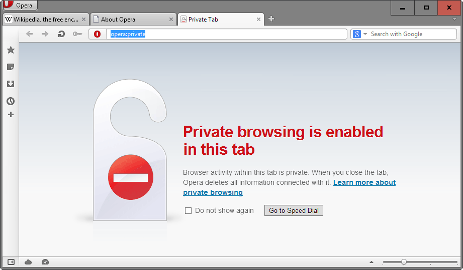 private browsing tab