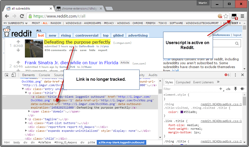 Block Reddit from tracking outbound links