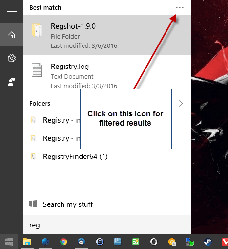 windows 10 search filters