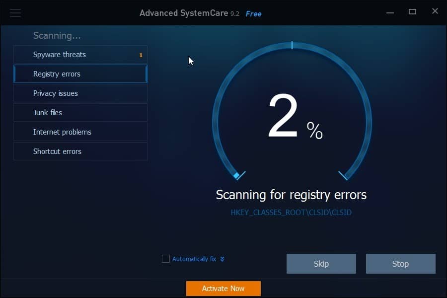 advanced systemcare scan