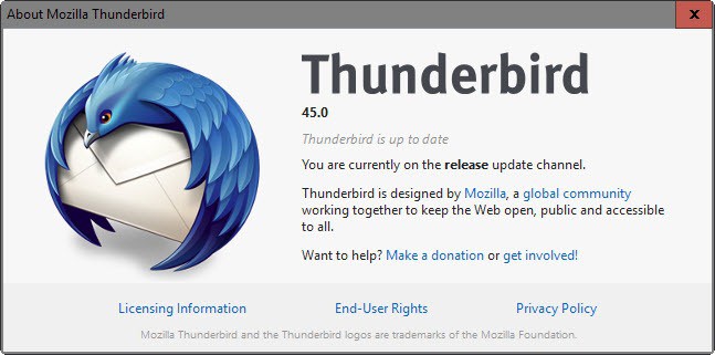 Thunderbird 45.0 has been released