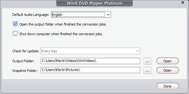 winx-dvd ripper platinum preferences
