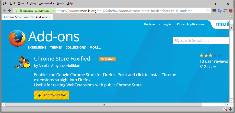 Firefox Addons. Расположение Foxified. Foxified