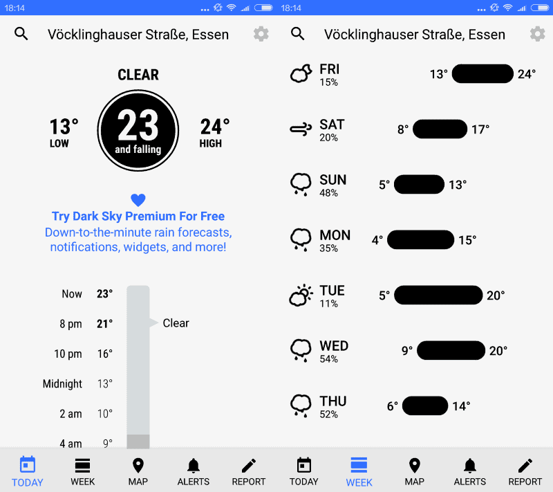 dark sky weather app