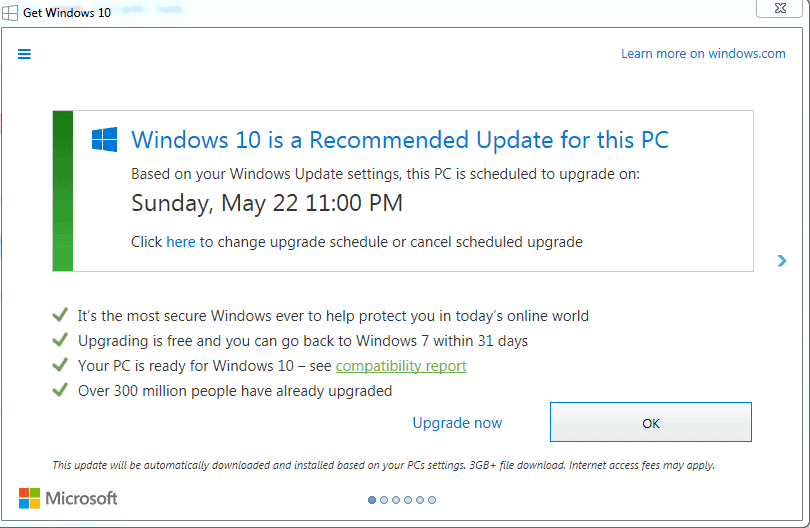 get windows 10 schedule