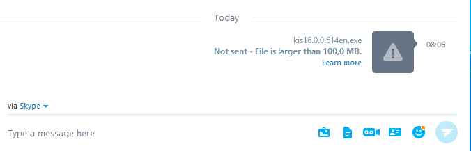 Skype file transfers limited to 100 MB