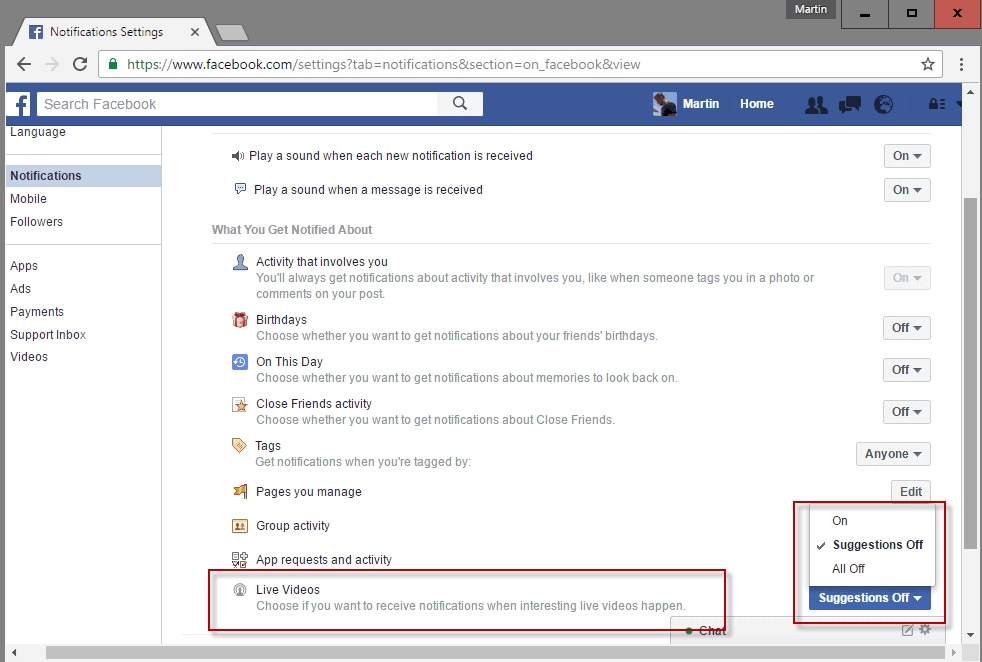 Block Facebook Live Notifications