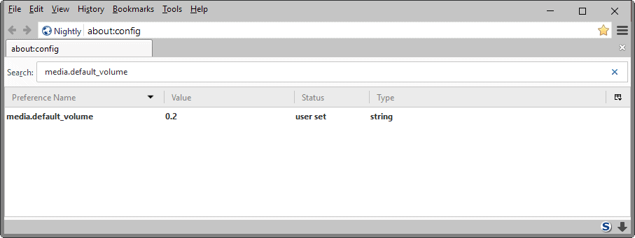 firefox default volume