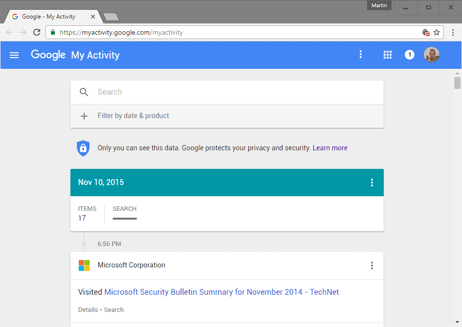 google my activity