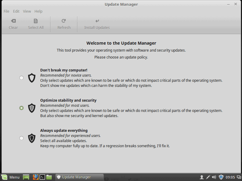 linux mint 18 update manager