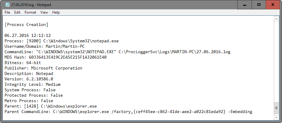 monitor process creation termination