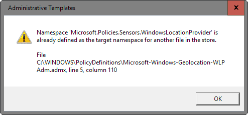 namespace is already defined error