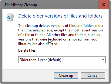 Reduce File History size on Windows 10