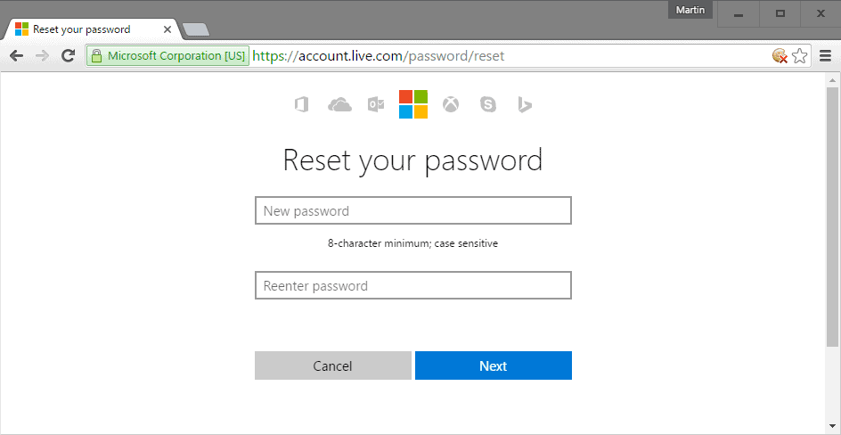 reset your password