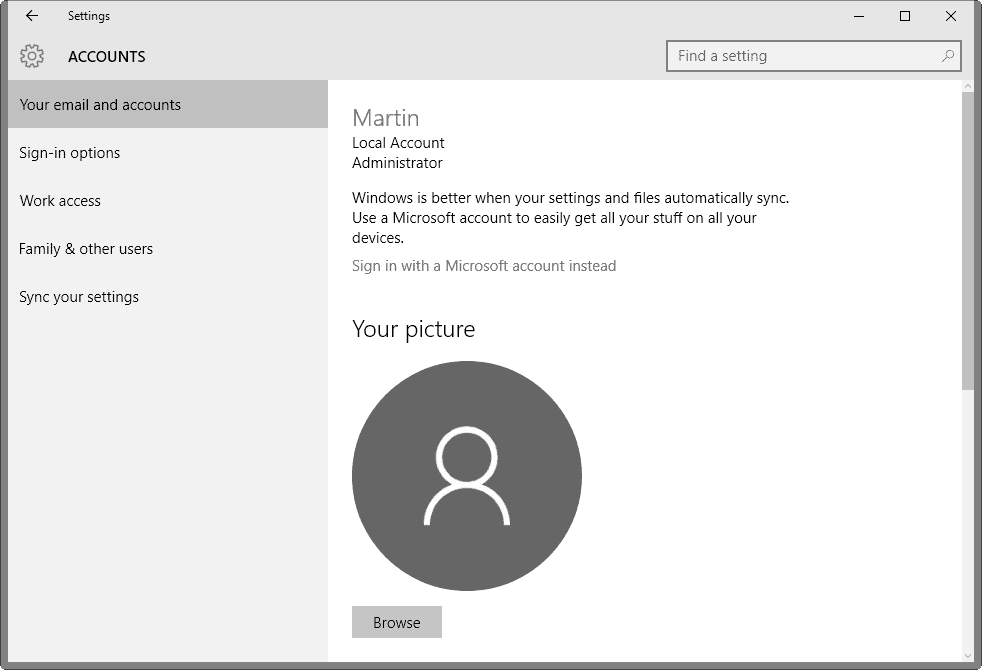 windows 10 accounts