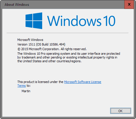 windows 10 version