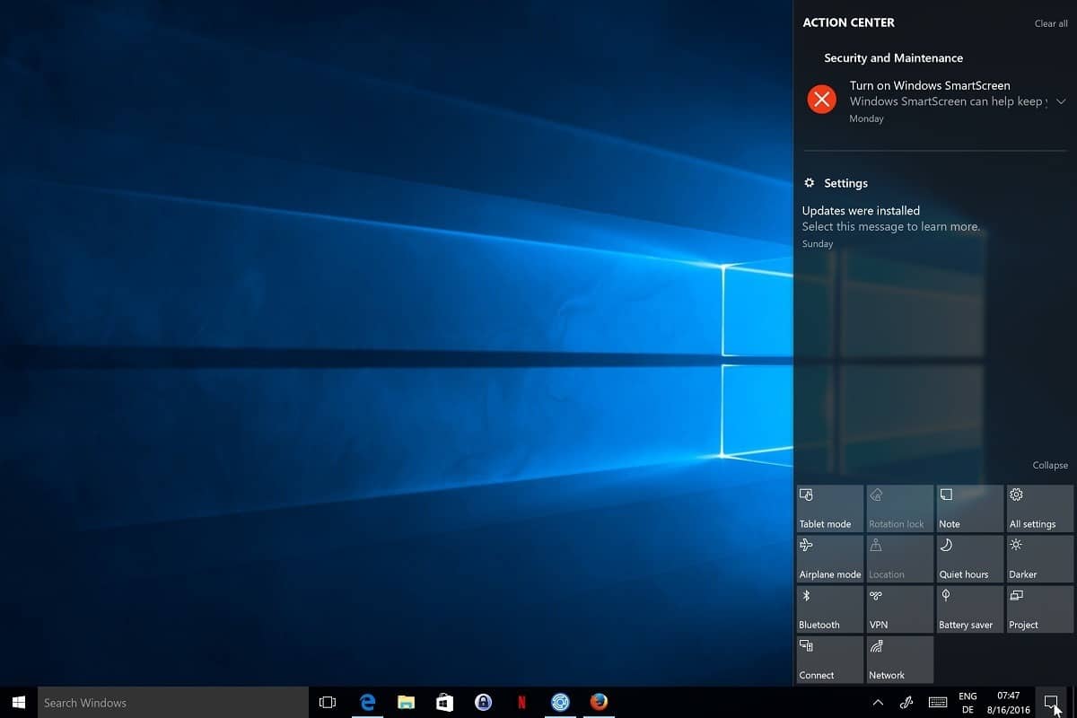 Hide Or Disable Action Center On Windows 10 Ghacks Tech News | Images ...