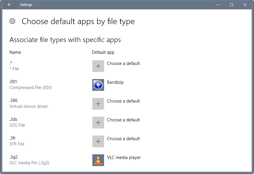 choose default apps type