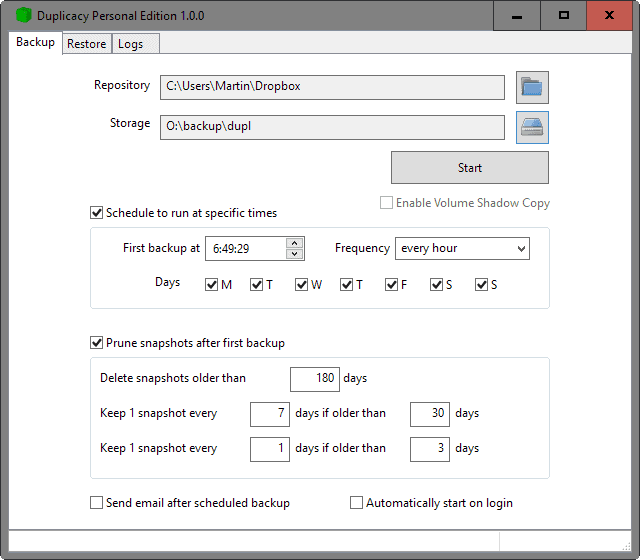 duplicacy backup