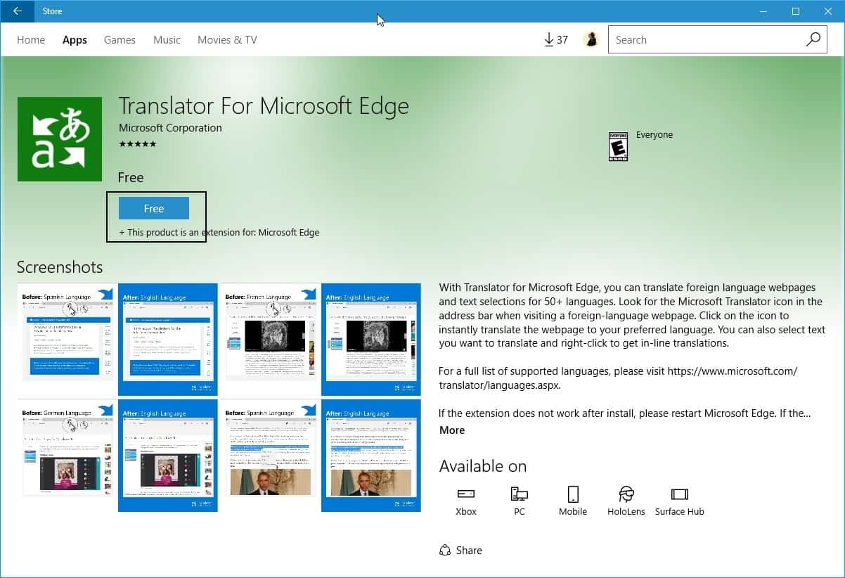install edge extensions